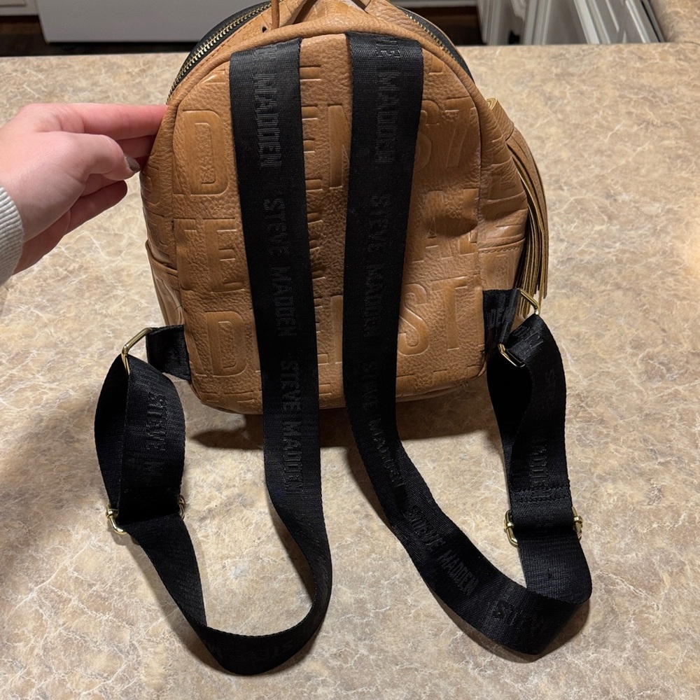 Steve Madden Tan Embossed Backpack - Picture 2 of 4